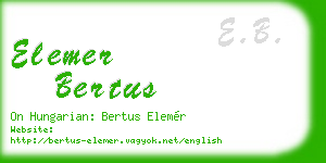 elemer bertus business card