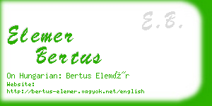 elemer bertus business card